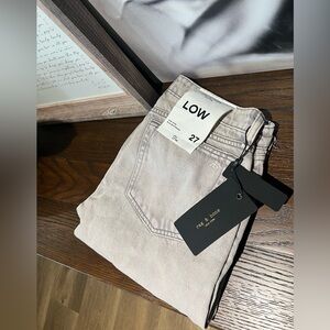 rag & bone Low-Rise Slim Boyfriend Jeans in gray wash